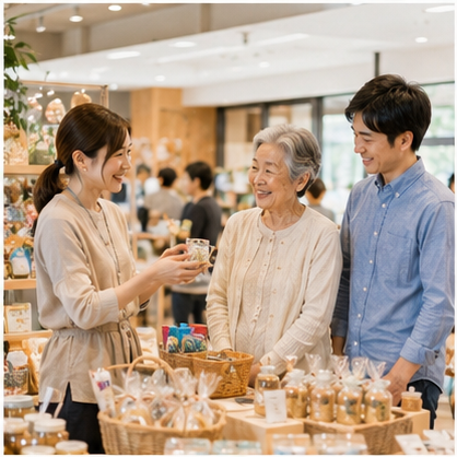 地域の出店者との交流の様子